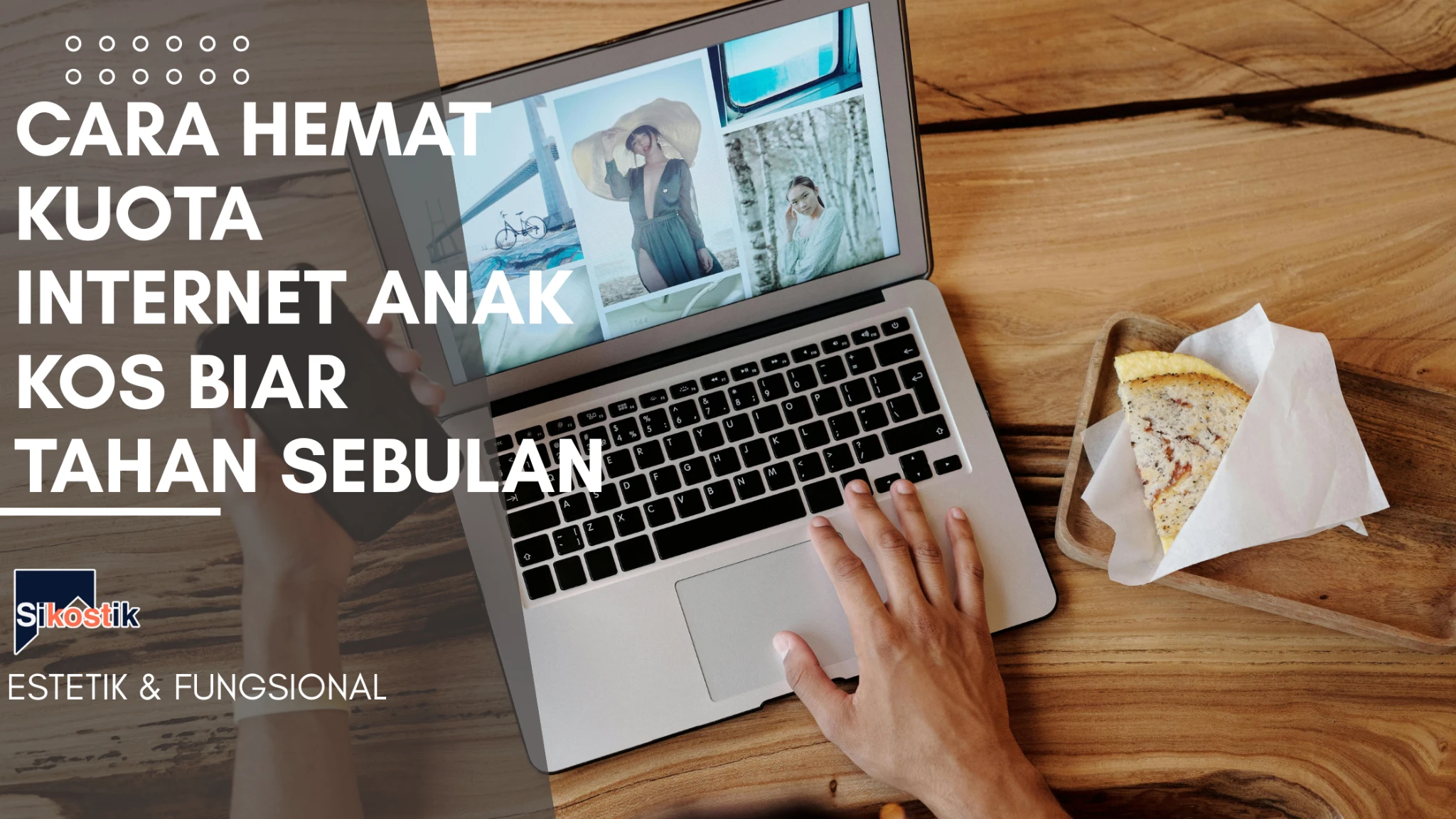 Ilustrasi kamar kos dengan modem mini dan router WiFi hemat dari Sikostik untuk membantu hemat kuota anak kos hingga sebulan.