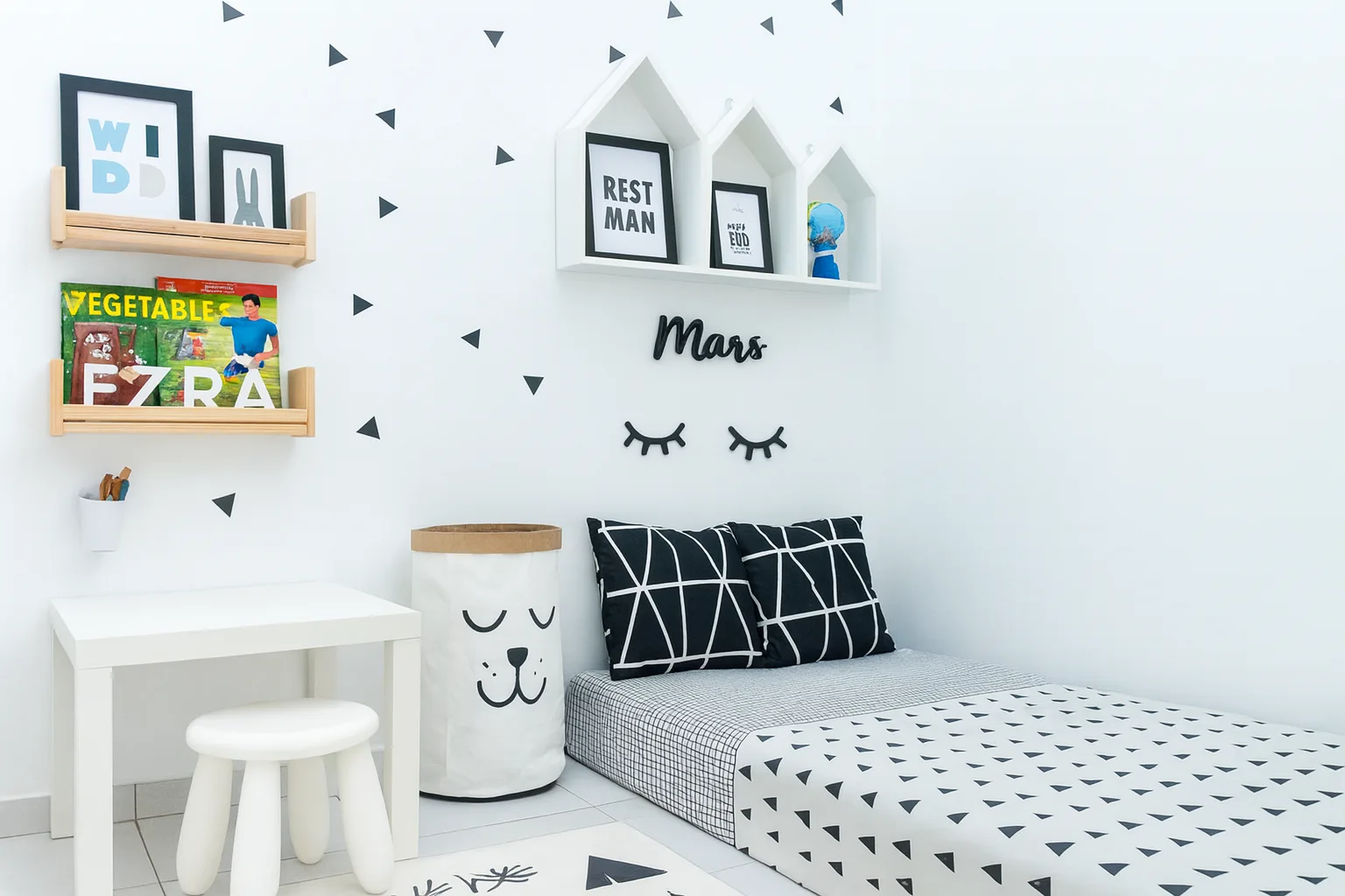 hiasan dinding kamar kos estetik dengan wall art dan poster dari Sikostik