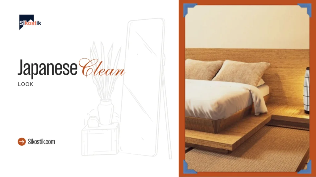 japanese-clean-look-kamar-kos-estetik-sikostik - Sikostik | Estetik & Fungsional Inspirasi kamar kos estetik gaya Japanese clean look dengan furnitur kayu minimalis dari Sikostik.