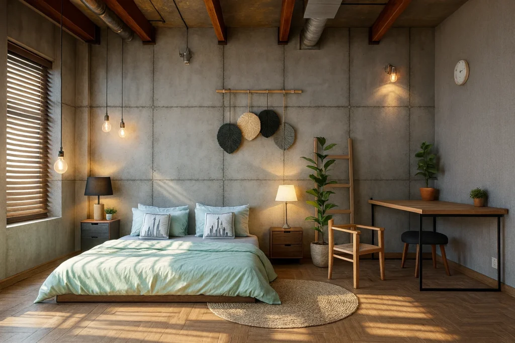 kamar dengan Gaya Industrial Look