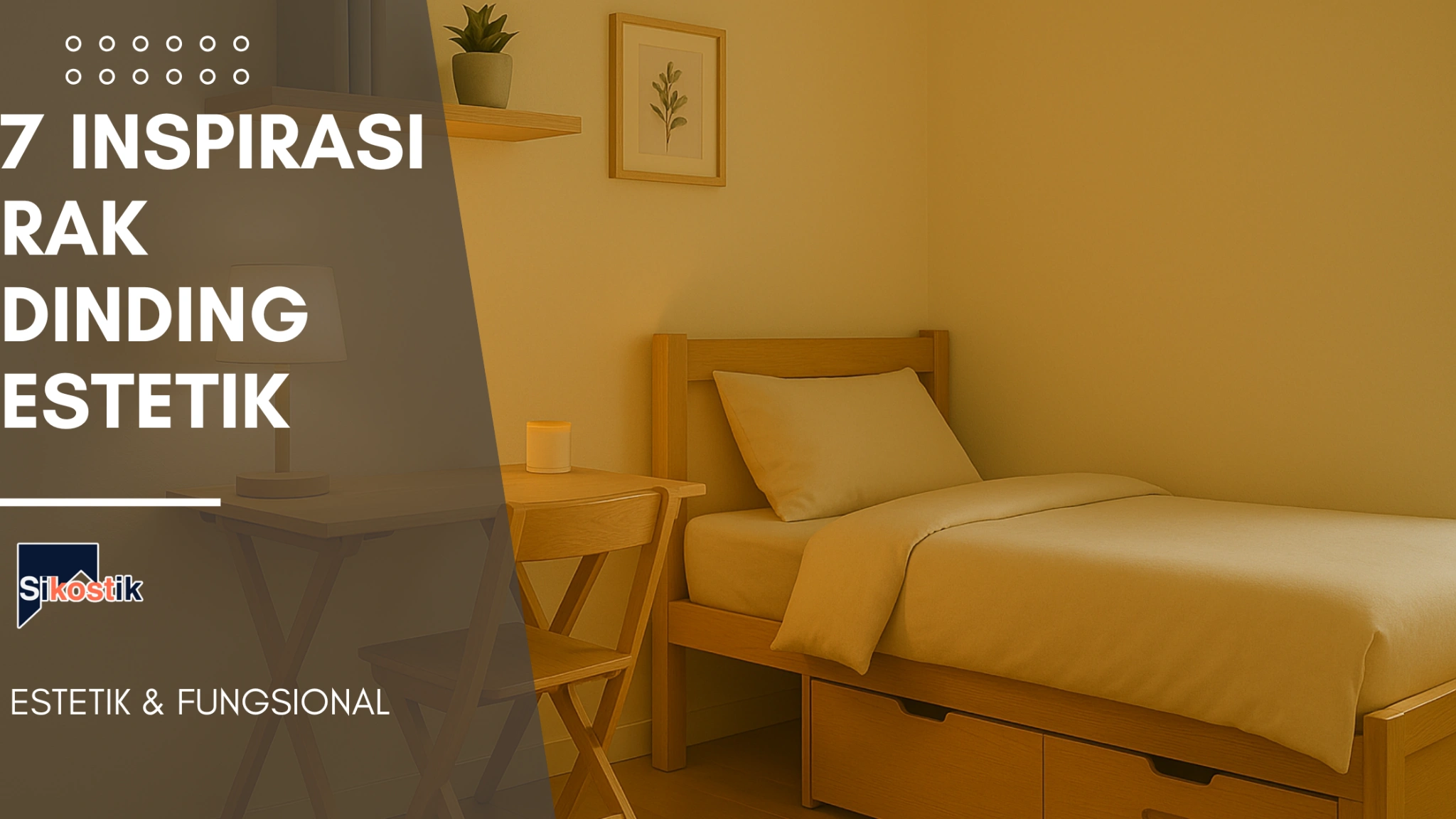 Inspirasi rak dinding estetik minimalis untuk kamar kos dengan rak ambalan kayu dari Sikostik.