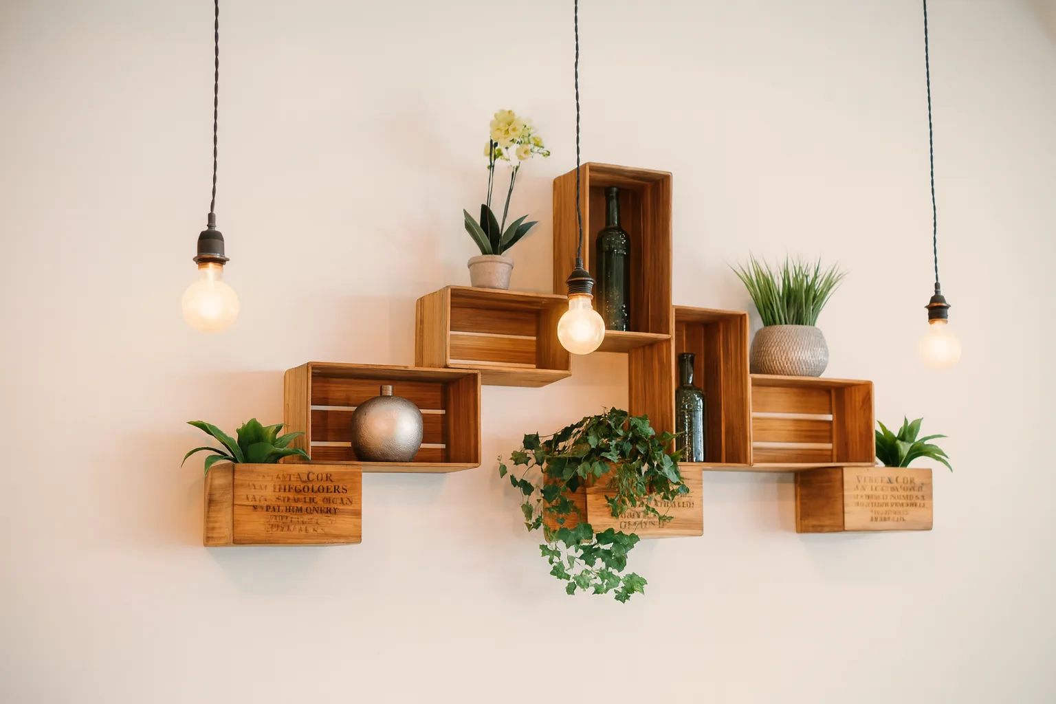 rak dinding estetik dengan pot mini untuk dekorasi kamar kos dari Sikostik