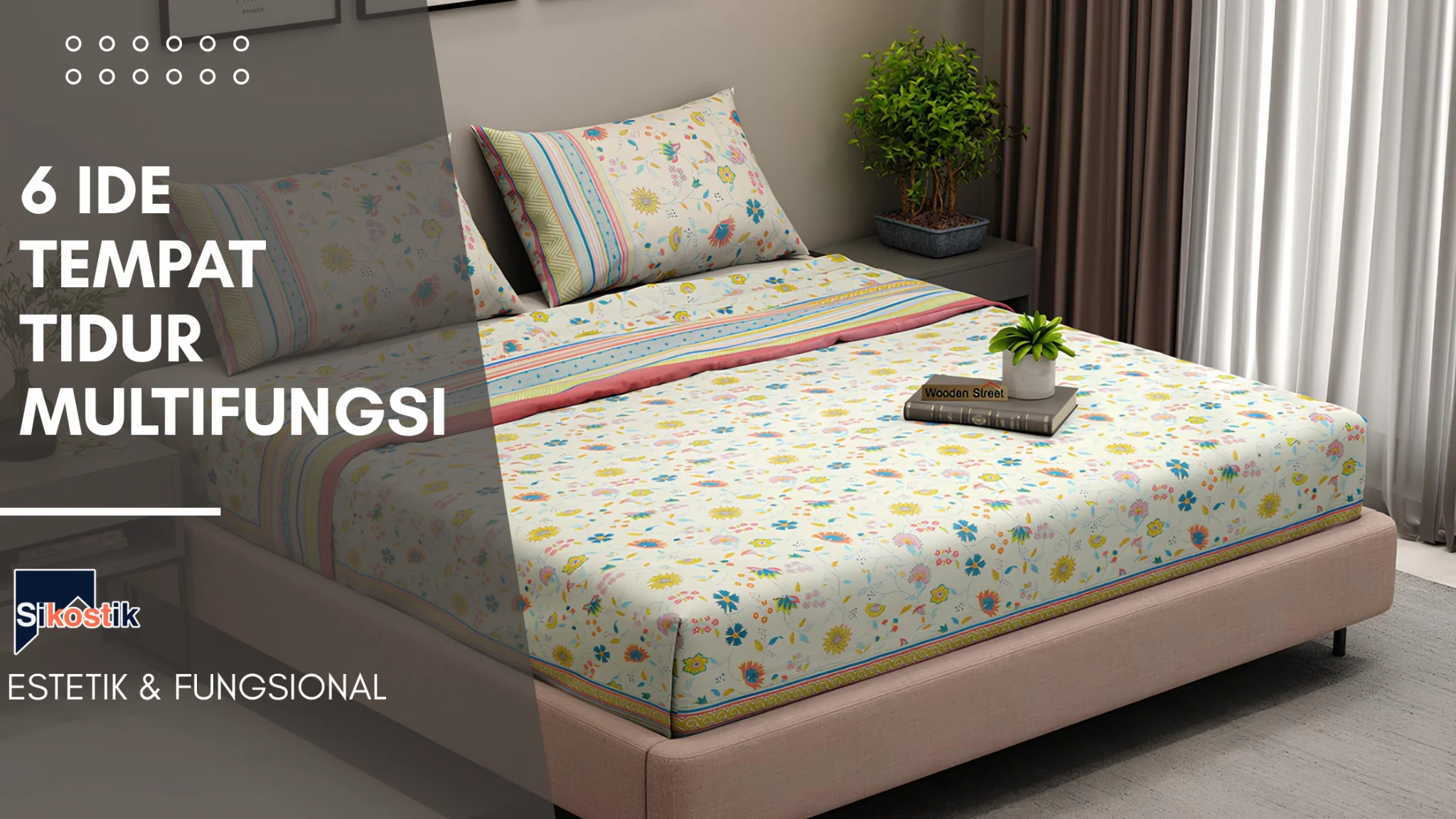 Tempat tidur multifungsi dengan laci penyimpanan estetik dari Sikostik untuk kamar sempit